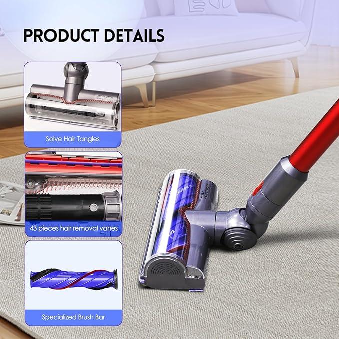 OTTWL Upgrade Anti-Tangle Replacement Vacuum Head Compatible with Dyson V8, Cyclone V10,V11,V15 Cordless Vacuum Cleaners, Suitable for Thin Carpets, Hardwood Floor - NeatNest