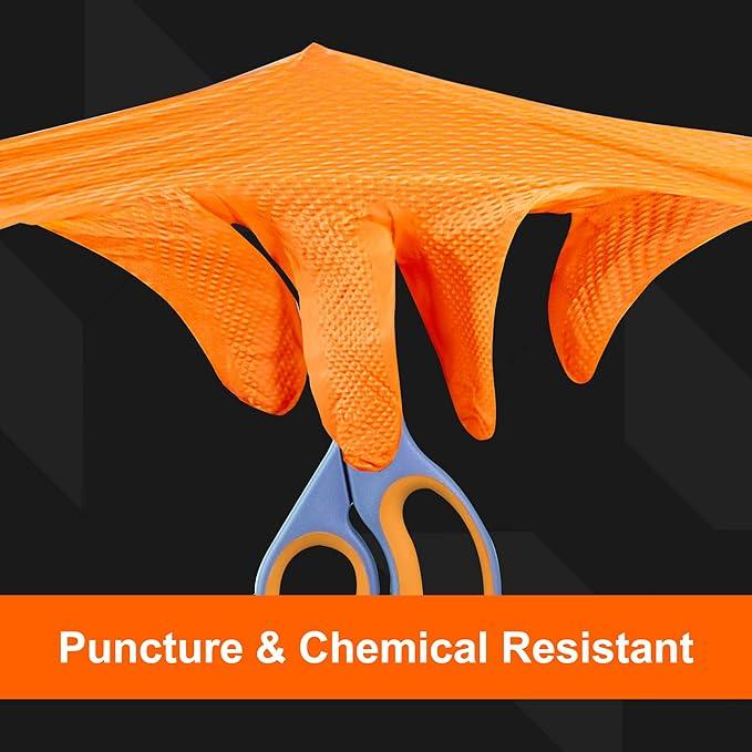 GLOVEWORKS HD Orange Nitrile Disposable Gloves 8 Mil Raised Diamond Texture, 100 - NeatNest