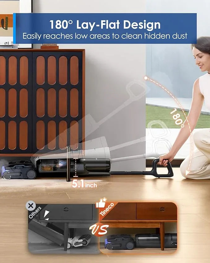 Tineco Floor One S7 Stretch Steam Cordless Wet Dry Vacuum Steam Mop All-in-One, 320℉ HyperSteam, 180° Lay-Flat, Anti-Tangle Design, FlashDry Self-Cleaning, Up to 75 Min Runtime - NeatNest