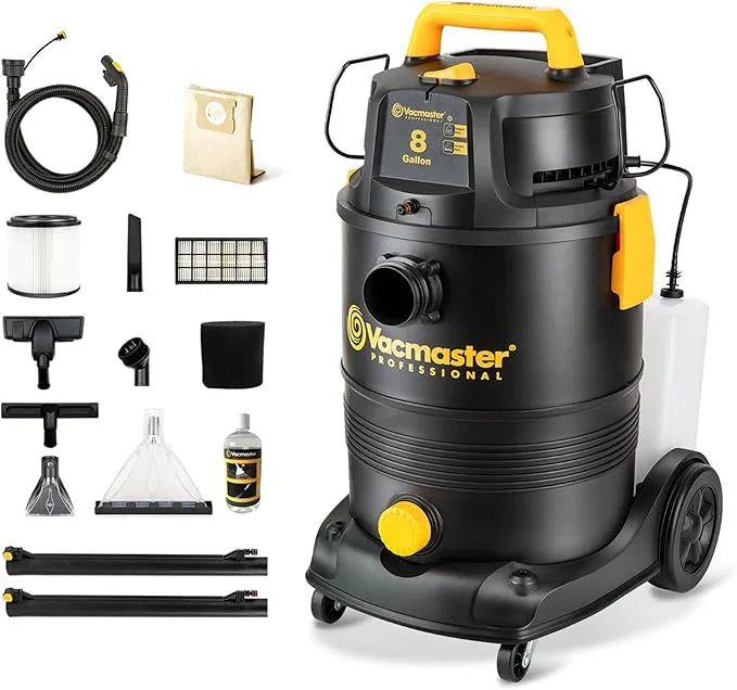 Vacmaster VK809PWR 0201 8 Gallon 5.5 Peak HP Wet/Dry/Upholstery Shampoo Vacuum Cleaner - NeatNest