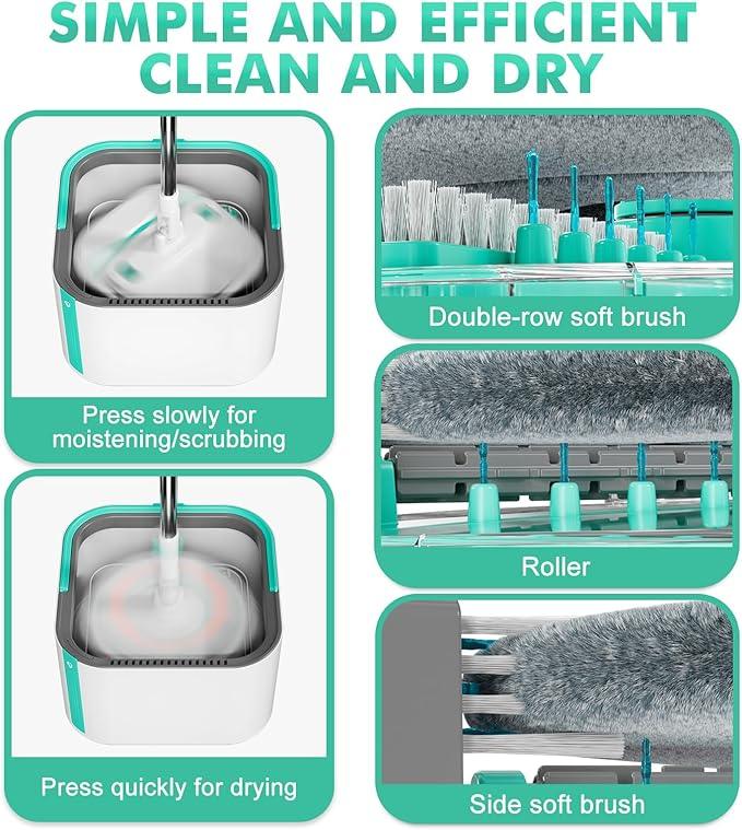 Upgraded Spin Mop and Bucket Self-Standing Mop Bucket Separate Dirty and Clean Water System Self Wringing 360° Rotating & 90° Foldabl Mops and Buckets for Floor Cleaning (Blue, 10Pads) - NeatNest