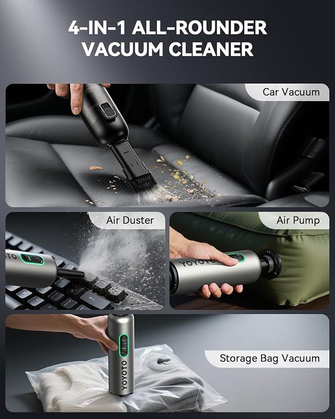 Car Vacuum, Handheld Vacuum Cordless with 21000Pa Powerful Suction & 3 Modes, 4-in-1 Portable Hand Held Mini Vacuum Cleaner Rechargeable, Ultra Light for Car Home Office (Silver) - NeatNest