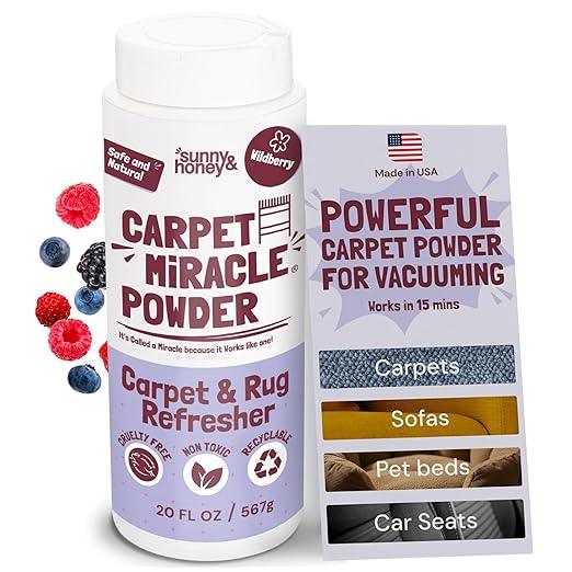 Sunny & Honey Carpet Freshener Powder - Surface Odor Eliminator for Upholstery, Furniture & Rugs, Kid & Pet Safe (20oz, Wildberry Scent) - NeatNest