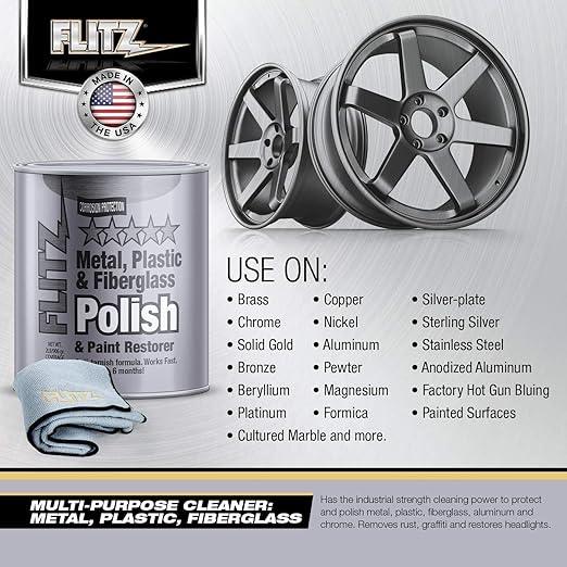 Flitz Multi-Purpose Metal Polish Paste - 1 Gallon Tub of USA-Made Chrome Polish - Works on Stainless Steel, Aluminum, Plastic, Jewelry and Cars - Non-Abrasive Cleaner & Rust Remover (1 Pack) - NeatNest