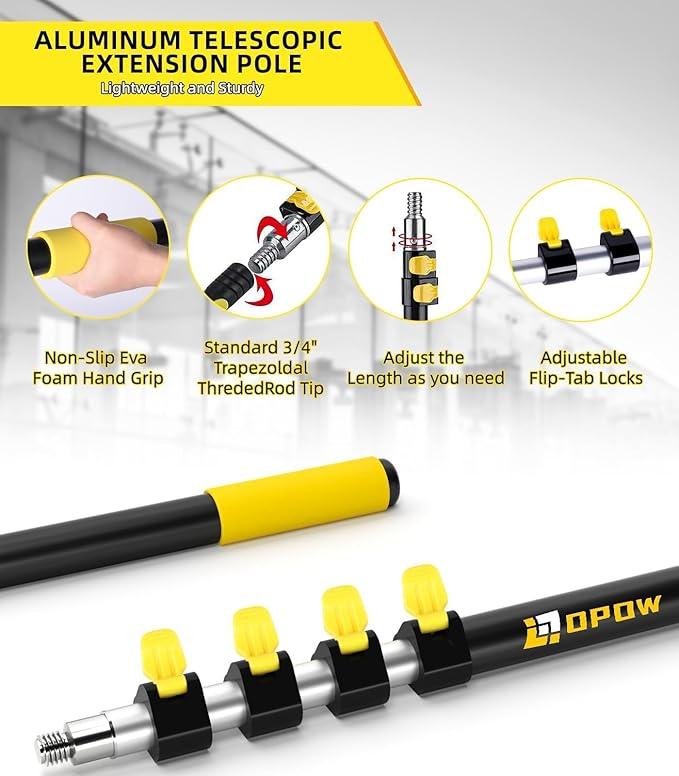 30 Foot High Ceiling Duster Kits with 7-24ft Heavy Duty Extension Pole, High Reach Duster for Cleaning,Microfiber Feather Duster,Cobweb Duster,Ceiling Fan Duster,Window Squeegee & Cleaner - NeatNest