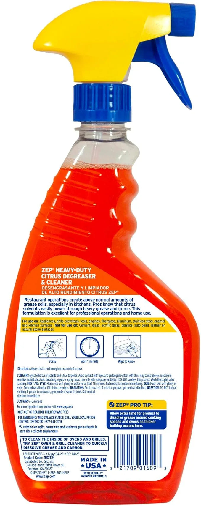 Zep Heavy-Duty Citrus Cleaner Spray Bottle (24 Fl Oz (Pack of 4)) - NeatNest