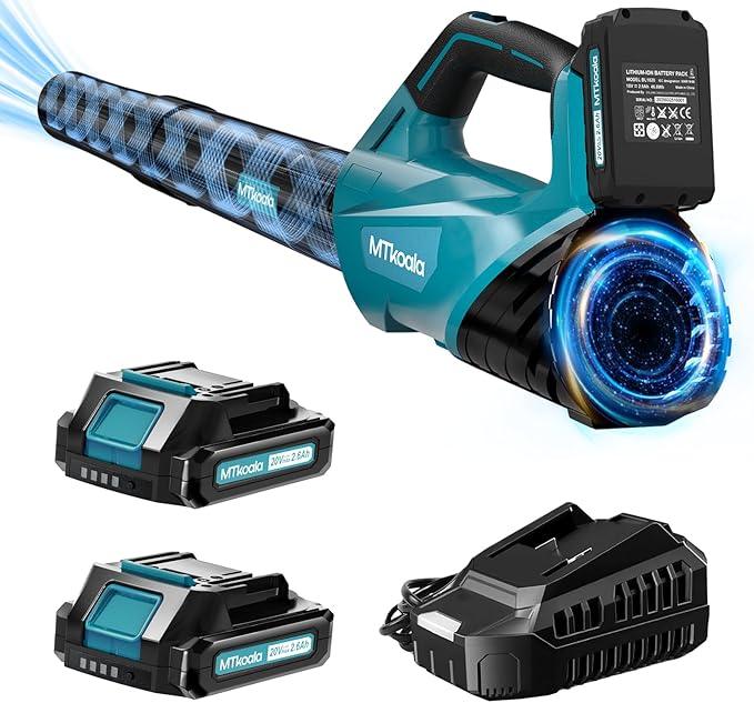 2025 Upgrade Leaf Blower,Leaf Blower Cordless with 2 * 2.6AH Batteries and Fast Charger, 450CFM &150MPH and 2 Speed Mode, Lightweight Electric Leaf Blowers for Lawn,Yard, Leaves, Dust,Snow Care (BLUE) - NeatNest