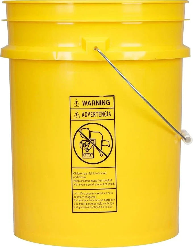 House Naturals 5 Gallon Plastic Yellow Food Grade BPA Free Made in USA Bucket Pail with Air Tight Double Gasket Screw on Lid(Pack of 3) (Yellow) - NeatNest