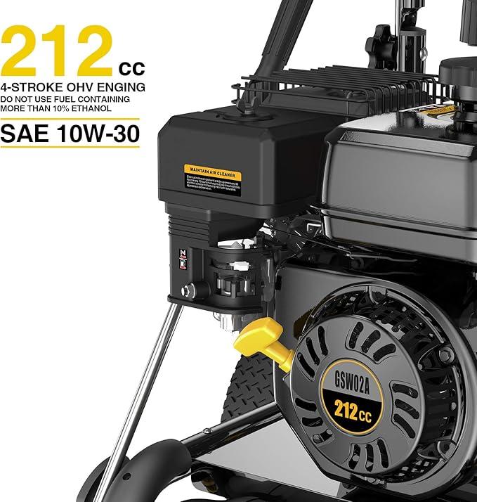 BLUBERY 3500 PSI Gas Pressure Washer, 2.6 GPM Heavy Duty High Power Washer, 30Ft Pressure Hose&Soap Tank,5 Pressure Nozzles,Black - NeatNest