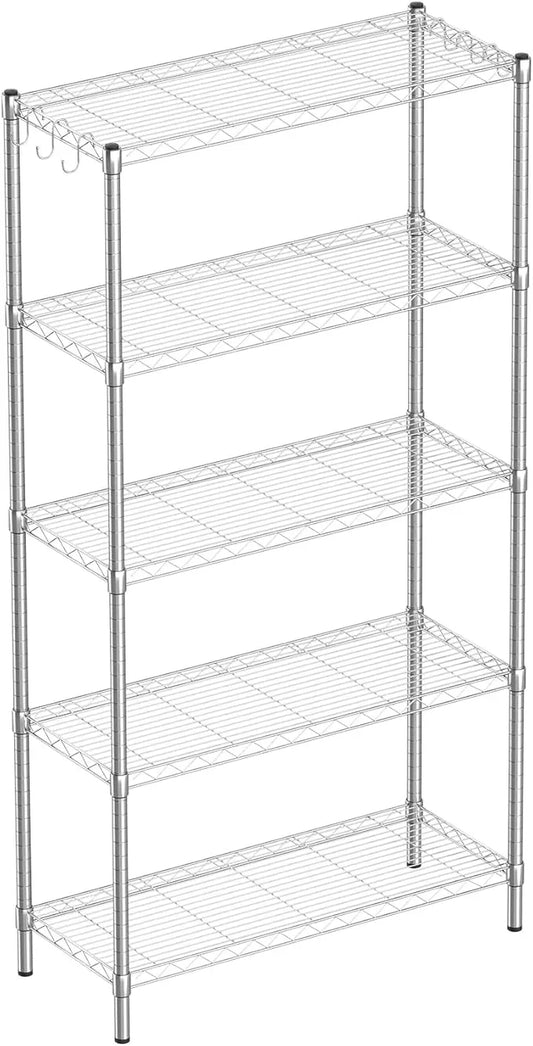 5-Shelf Adjustable Metal Shelf Wire Shelving Unit Storage Rack Display Shelf for Office,Kitchen,Bedroom,Bathroom,Laundry,Pantry Basement,Garage(Chrome,36" L x 14" W x 72" H) - NeatNest
