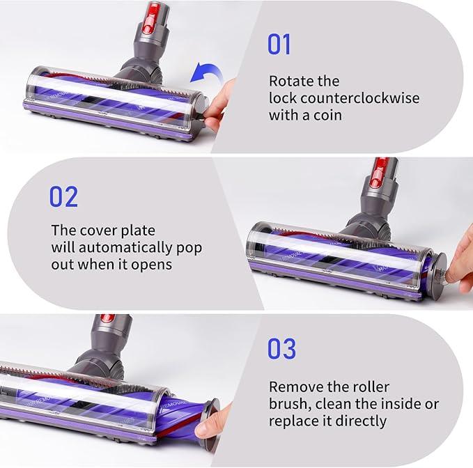 Quick-Release Replacement Vacuum Head Compatible with Dyson V7,V8, V10,V11,V15 Cordless Vacuum Cleaners, Upgrade Anti-Tangle Replacement Head for Carpets Rugs - NeatNest