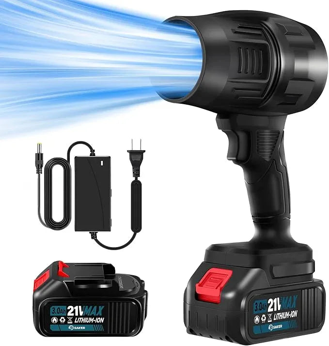 Saker Cordless Leaf Blower Portable Dust Cleaner Handheld Lightweight Blowers 180000 RPM with Adjustable Speed for Patio Cleaning, Drying,Camping Gifts 2 Batteries BF170 Black - NeatNest
