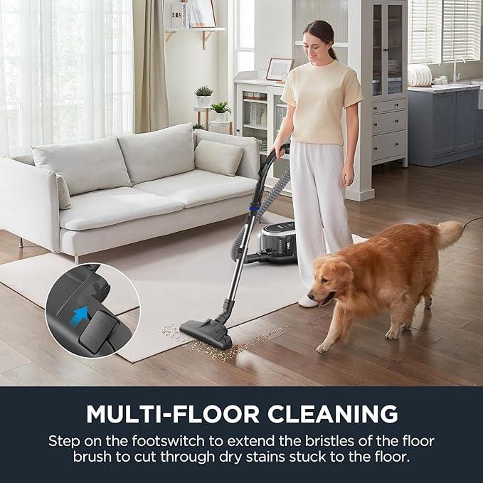 Eureka Bagless Canister Vacuum Cleaner, Lightweight Vac for Carpets and Hard Floors, Silver with Black, NEN180 - NeatNest