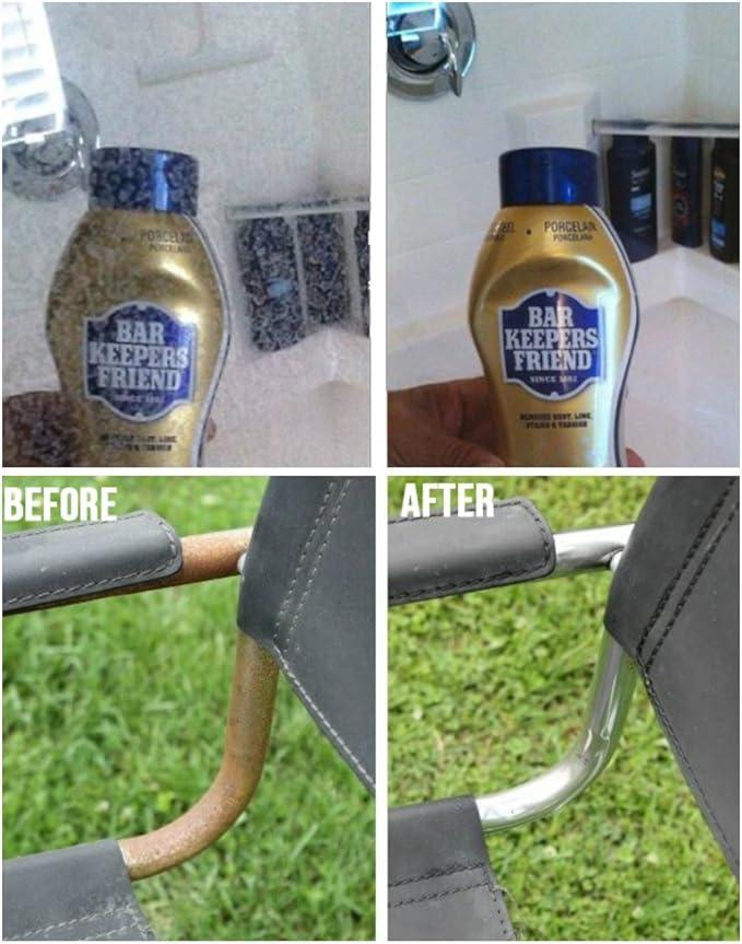 BAR KEEPERS FRIEND Soft Cleanser Liquid (13 OZ) and Non Scratch Scouring Scrubber Kit | Multipurpose, Stainless Steel, Rust, Soft Cleaner with Heavy Duty Non Scratch DishCloth - NeatNest