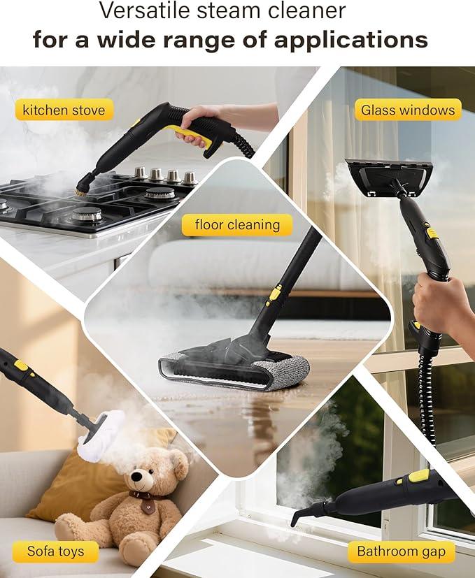 Multi-Purpose Steam Cleaner with 23 Accessories. Powerful steam cleaner effortlessly tackles grease and grime on any surface. 16.4-foot extra-long power cord delivers exceptional coverage - NeatNest