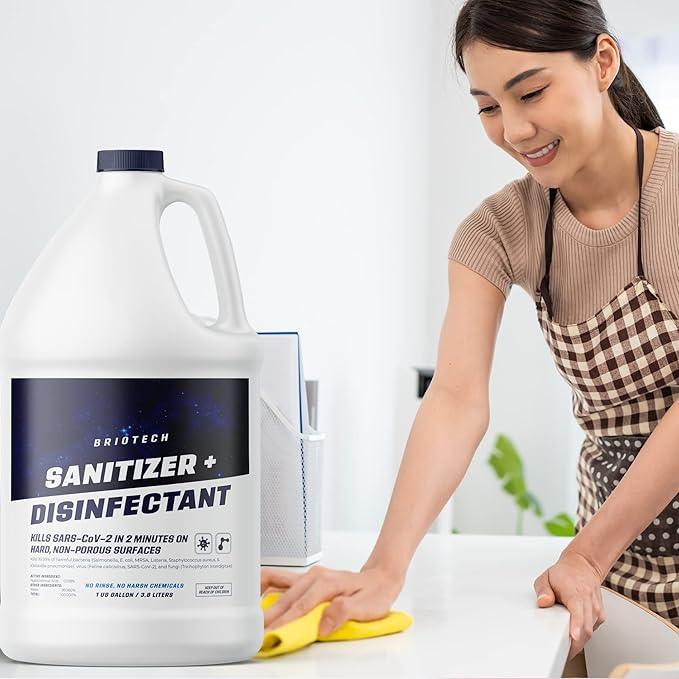 BRIOTECH Sanitizer Disinfectant Hypochlorous, Kill 99.99% of Viruses & Bacteria, Control Mold, Eliminate Odor, Gentle for Nursery & Play Rooms, Food Contact Surface Sanitizer, 1 Gallon Refill - NeatNest