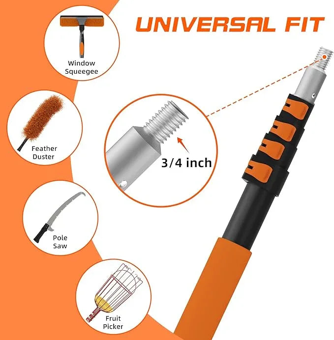 26 FT Cobweb Duster with Extension Pole, Cobweb Duster with 5-20FT Telescoping Extension Pole, Cleans Spider Webs, Washable & Reusable for High Ceilings, Fans & Outdoor & Indoor Cleaning - NeatNest