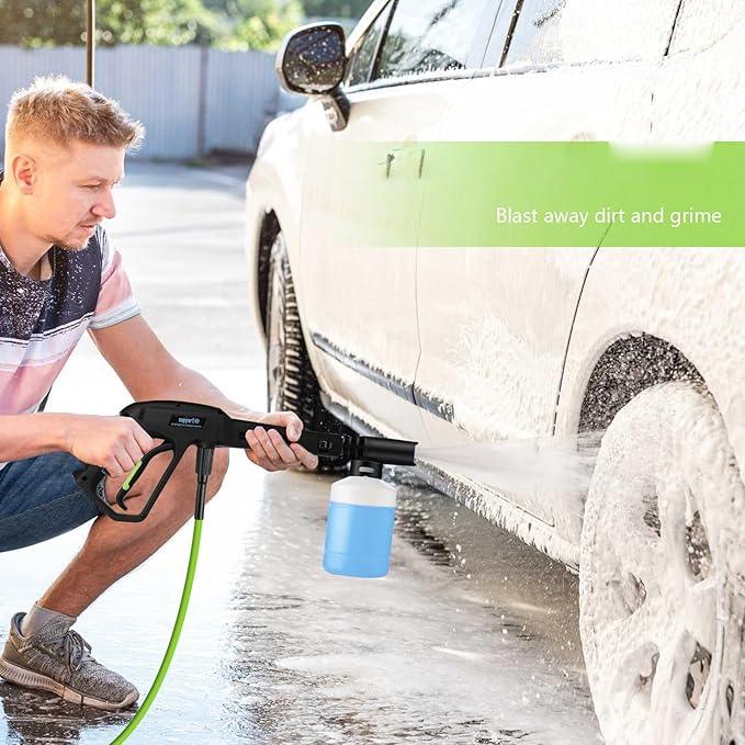 5000PSI Pressure Cleaner,Power Cleaner with Foam Cannon,4 Nozzles,33FT Hose and 500ml Soap Bottle for Home/Cars/Driveways/Patios/Fences,Green - NeatNest
