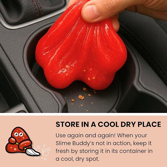 Slime Buddies Car Cleaning Gel Putty - Strawberry Scented Interior Detailing Tool for Cup Holders, Air Vents & Keyboard - Reusable Auto Detailing Accessories - Dust Remover Goop - Gifts for Men Women - NeatNest
