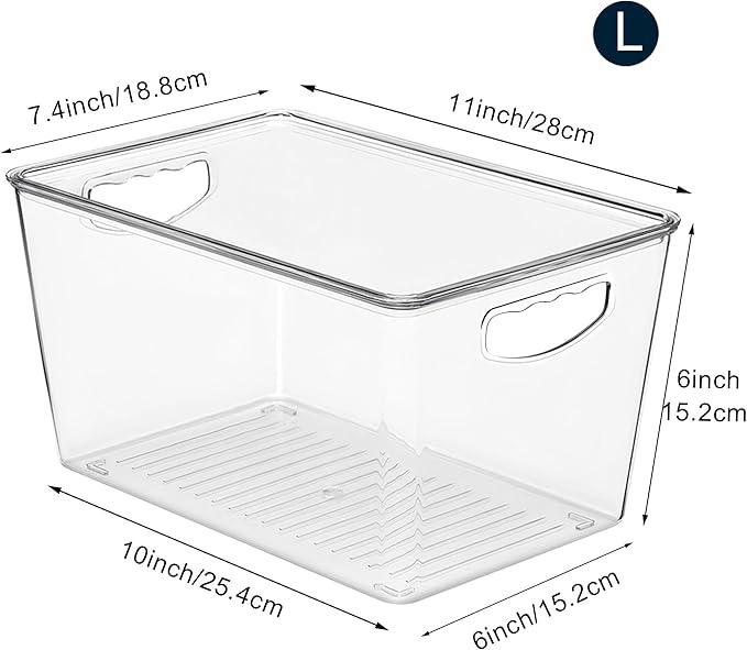 theaoo Clear Storage Bins with Lids Stackable - Large Plastic Containers for Pantry Organization and Storage - Perfect for kitchen,Fridge,Laundry Room,Bathroom,Garage,Closet,Cabinet Organizer - 4 Pack - NeatNest