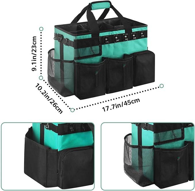 Boczif Cleaning Caddy Bag Wearable, Cleaning Caddy Supplies Organizer with Handle, Shoulder Straps & Detachable Divide, Cleaning Tool Organizers Tote Bag for Cleaners & Housekeepers (Green) - NeatNest