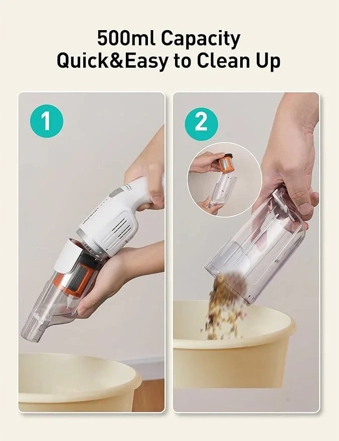 Aspiron Cordless Handheld Vacuum, 24KPA Powerful Car Vacuum, 2-Speed, 2 Charging Methods, Wireless Charger, Ergonomic Handle, Portable Rechargeable Vacuum Cleaner for Car, Home, Cream White - NeatNest