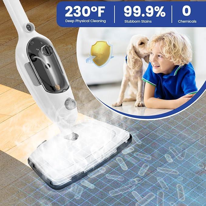 Steam Mops for Floor Cleaning, 10-in-1 Multipurpose Deep Steam Cleaner Mop for Home, Floor Steamers for Hardwood and Tile, Vinyl, Laminate, Carpet, Hard Floors with Attachments - NeatNest