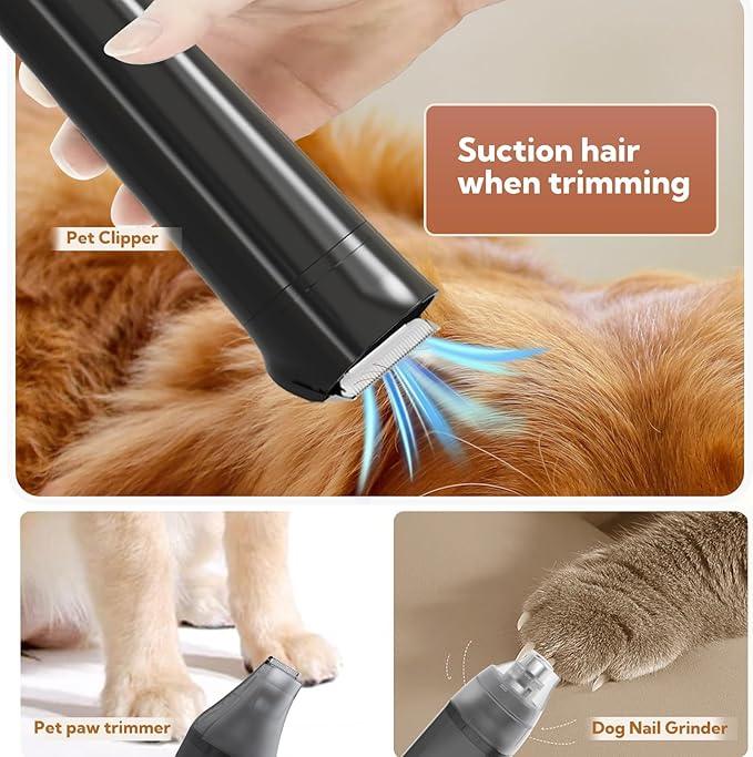 Bunfly Dog Grooming Kit with 13000kpa Strong Grooming & Vacuum Suction 99% Pet Hair,3L Capacity,11 Grooming Tools Dogs Cats and Other Animals,Home and Car Cleaning -Black - NeatNest