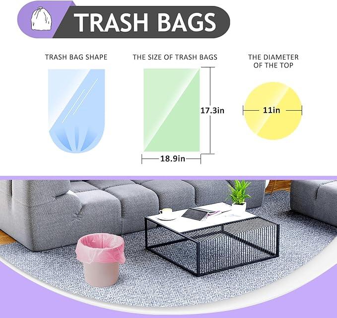 Small Trash Bags 3 Gallon 120 Count Strong Trash Bags Colorful Small Garbage Bags, Trash Can Liners for Bathroom Home Office Kitchen Bedroom, fit 5-10 Liter, 1,1.2,1.6,2,2.6,3 Gal,Multicolor - NeatNest