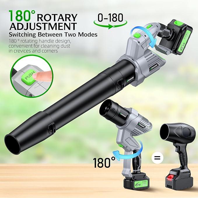 Comchoi Electric Leaf Blower Cordless, 900,000 RPM, 2 x 4.0Ah Batteries & Charger, Handheld Leaf Blowers for Lawn Care, 5 Speed Mode, Portable Lightweight Grass Blower for Yard, Patio & Outdoor Use - NeatNest