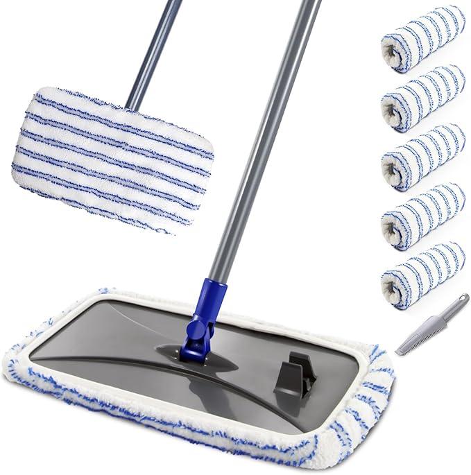 MASTERTOP Microfiber Mops for Floor Cleaning, Extra Large Industrial Mop,Floor Commercial Mop for Wet & Dry Use, Flat Mops for Hardwood, Vinyl, Laminate, Tile Floors, 5 Reusable & Washable Pads - NeatNest