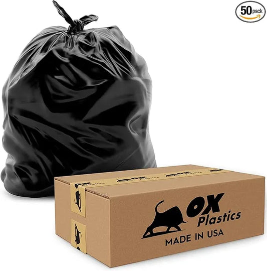 55 Gallon Trash Can Liners Bags 4 Mil - 50 Count & Thick Extra Heavy Duty Strength - Large Garbage Bag, Leak-Proof & Durable bags - Black - NeatNest