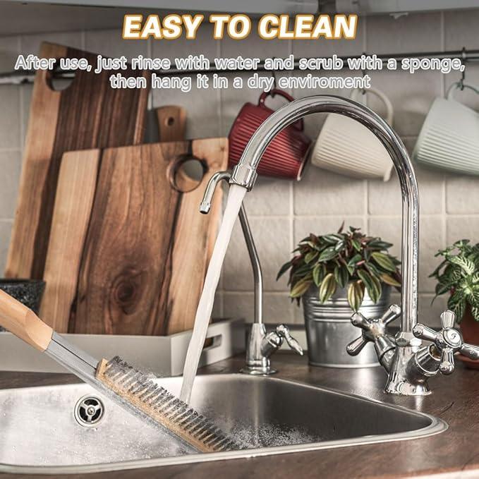 Aolso Pizza Oven Brush, 21" Brush and Stainless Steel Scraper for Pizza Stone, BBQ Grill Cleaning Brush Non Scratch Heat Proof Stainless Steel Bristles with Screwdriver for Pizza Oven Accessories - NeatNest