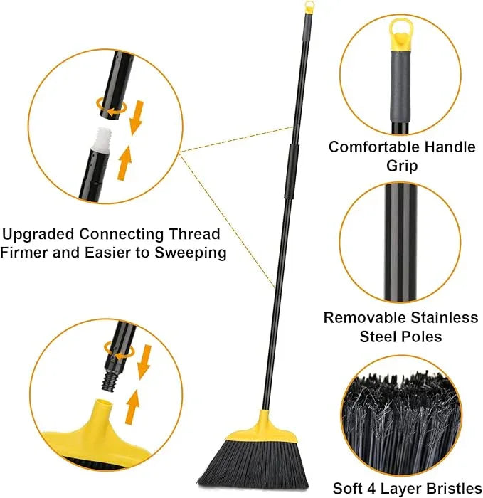 Kefanta 3 Pack Outdoor Broom Heavy-Duty Indoor Commercial Brooms 54 Inches for Courtyard Garage Restaurant Lobby Patio Mall Market Office Shop Home Kitchen Office Floor - NeatNest