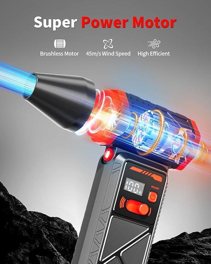 Compressed Air Duster, 150000RPM Electric Air Duster with 8000mAh Rechargeable Battery, Stepless Speed, 90° Adjustable Nozzle & LED Light. Cordless Air Blower for Keyboard, Computer, Car, Home,Outdoor - NeatNest