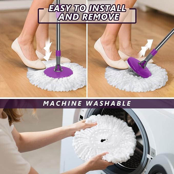 Spin Mop and Bucket with Wringer Set,Masthome 360°Spinning Bucket System with 3 Reusable Pads,EasyWring Microfiber Mop and Buckets for Floor Cleaning, Wet Dry Floor Mop for Home & Office - NeatNest