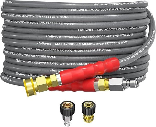 Pressure Washer Hose 25FT, 4200PSI High Tensile Wire Braid Kink Resistant Power Washer Extension Hose, 1/4'' Flexible Replacement Hose with M22-14mm Brass Swivel Thread and 3/8 Quick Connect - NeatNest
