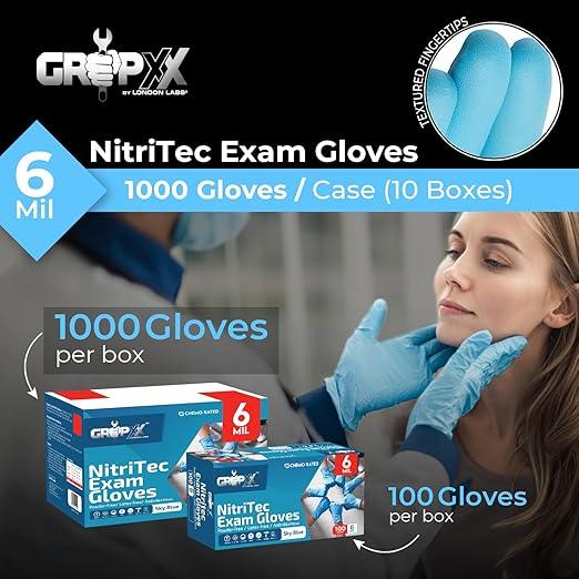 Heavy Duty 6 Mil Blue Nitrile Gloves Disposable Latex & Powder Free -Extra Stretchy Fentanyl Safe |Medical,First Aid Kit,EMT|Food Safe Rubber Gloves for Cooking & Cleaning| Pack of (200) - NeatNest