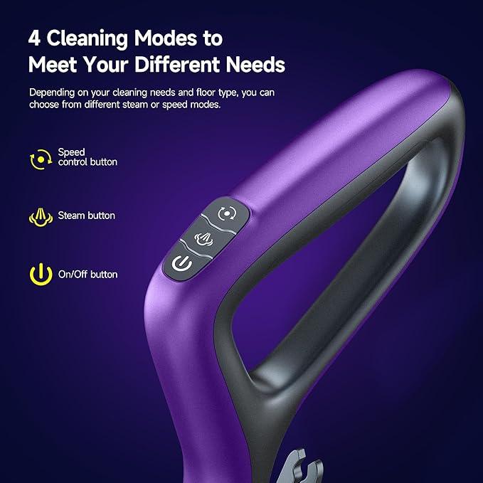 Scrubbing Steam Mop, Steam Mops for Floor Cleaning with Rotating Pads, 4 Cleaning Modes & LED Headlights, Swivel Steering,Safe for all Sealed Hard Floors F2 - NeatNest