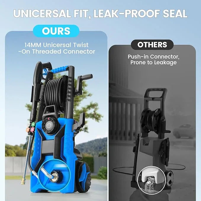 5000 PSI Adjustable Electric Pressure Washer, 2025 New Power Washer Pressure Adjustable (2500PSI-5000PSI) with 33ft Pressure Hose, 4 Nozzle and Detergent Tank for Cars, Upgraded Blue - NeatNest