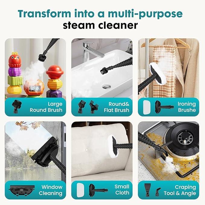 Steam Cleaner for Home, Handheld Floor Steamer Cleaner, Lightweight All in 1 Steam Mop Detachable Steamer for Hardwood Floor Tile Couch, 2 Washable Pads, 1550W 212°F Deep Cleaning, White and Green - NeatNest