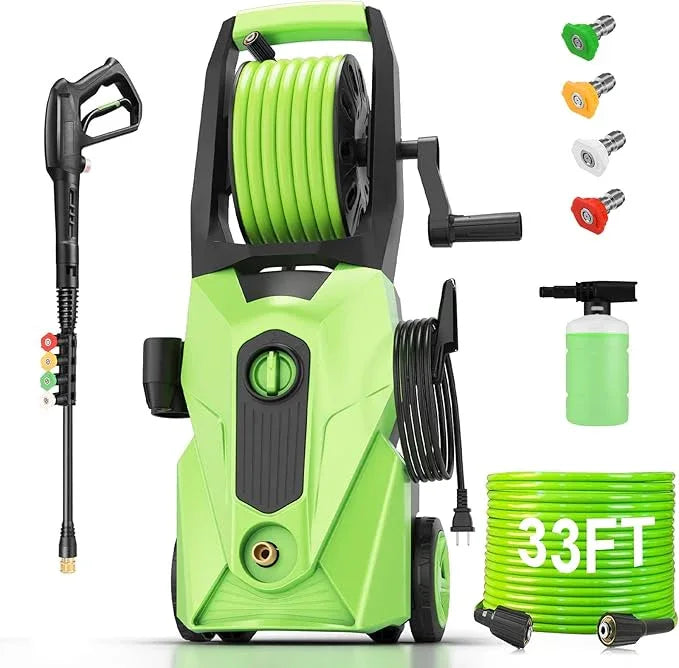 Pressure Washer 5001PSI Power Washers Powered with 33ft Pressure Hose, 4 Nozzle and Foam Cannon, powerwashers for Home, Cars, Fences, Patio, Green - NeatNest