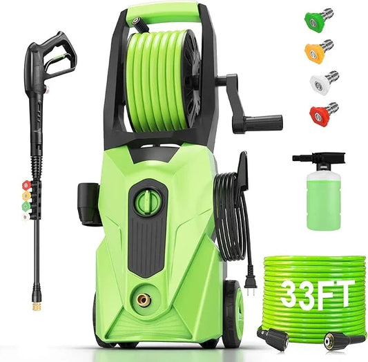 Pressure Washer 5001PSI Power Washers Powered with 33ft Pressure Hose, 4 Nozzle and Foam Cannon, powerwashers for Home, Cars, Fences, Patio, Green - NeatNest