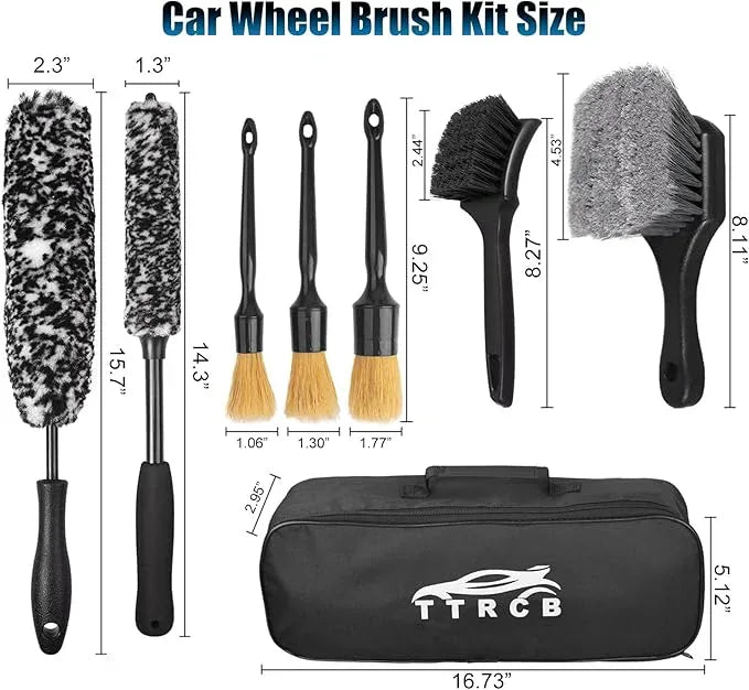 8Pcs Wheel Brush, Tire Brush, Wheel Cleaner Brush Set - 2 Soft Wheel Cleaning Brushes, Detailing Brush & Hard Tire Scrubber, Flexible and Durable Rim Cleaning Brush Kit for Wheels and Tires - NeatNest