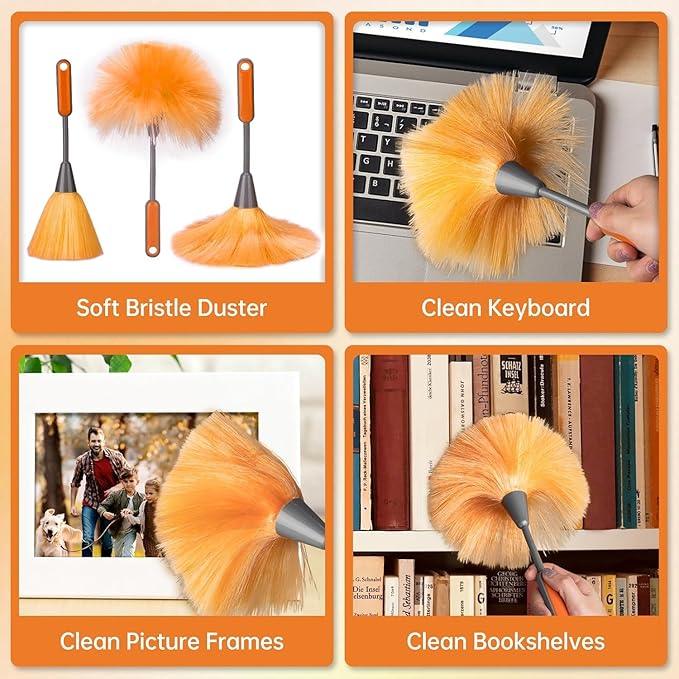 Ceiling Fan Cleaner Duster with 60 inch Extension Pole, Dusters for Cleaning High Ceiling Fan Blades, Dusters Kit with Storage Bag, Cleaning Tools for Families (14pcs) - NeatNest