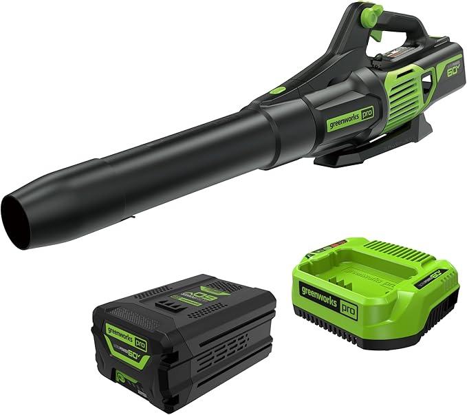 Greenworks 60V (610 CFM / 130 MPH) Cordless Leaf Blower, High Power, Lightweight & Quiet Operation for Wet Leaves, Driveways and Dense Gravel, Includes 2.5Ah Battery & 5A Rapid Charger - NeatNest