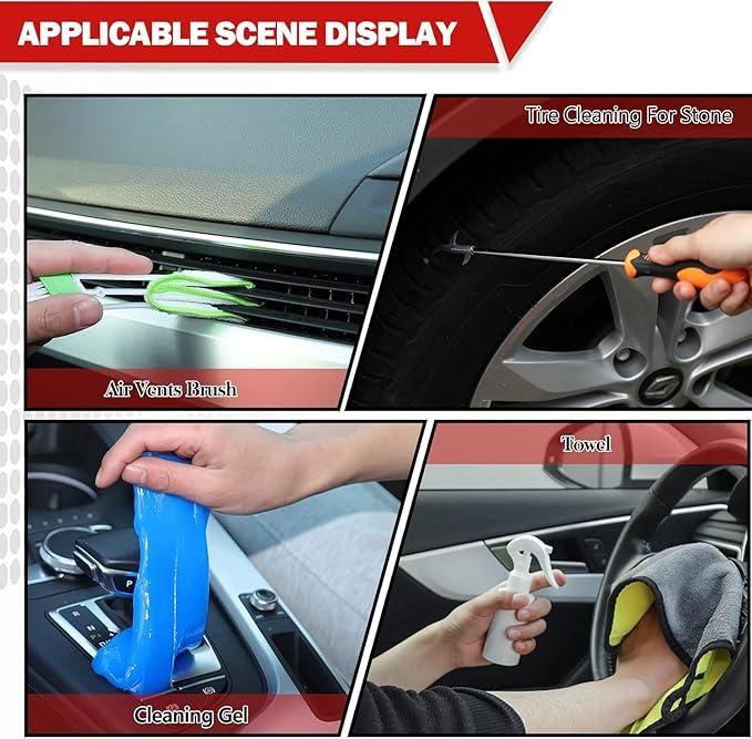 GASLIKE 63PCS Car Wash Cleaning Kit,Car Wash Brush with Long Handle,Car Detailing Kit with Foam Gun,Car Cleaning Supplies,Handheld Vacuum, Car Detailing Kit (63PCS) - NeatNest