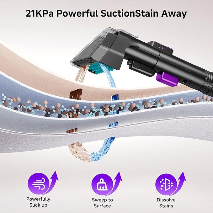 New Multi-Portable Carpet and Upholstery Cleaner, 21Kpa Carpet Cleaner Machine, Deep Stain Cleaning for Carpet, Car Seats, Pets, Couches, with Dual Brush & Large Removable Tank(Purple) - NeatNest
