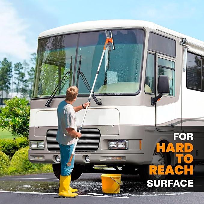 Professional Window Squeegee Cleaner, 2 in 1 Shower Squeegee with Extension Pole, 65”Telescopic Window Washing Equipment with 180°Adjustable Head, Glass Cleaning Tools for Outdoor High Window - NeatNest