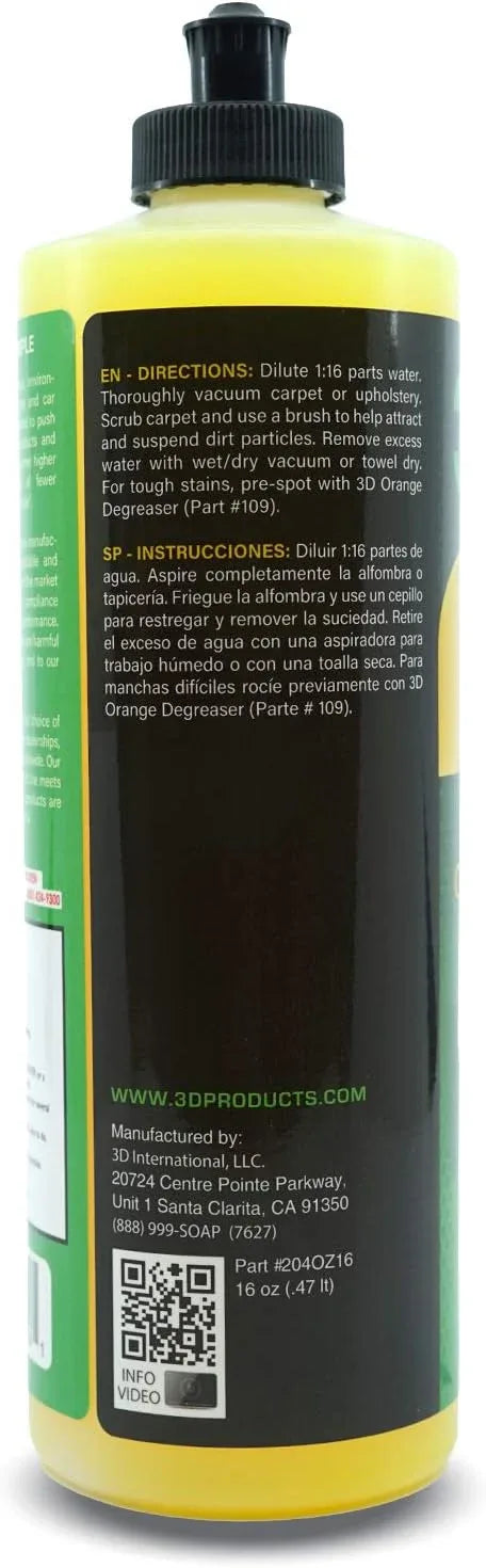 3D Upholstery & Carpet Shampoo - High Foam Stain Remover & Odor Eliminator Shampoo 16oz. - NeatNest